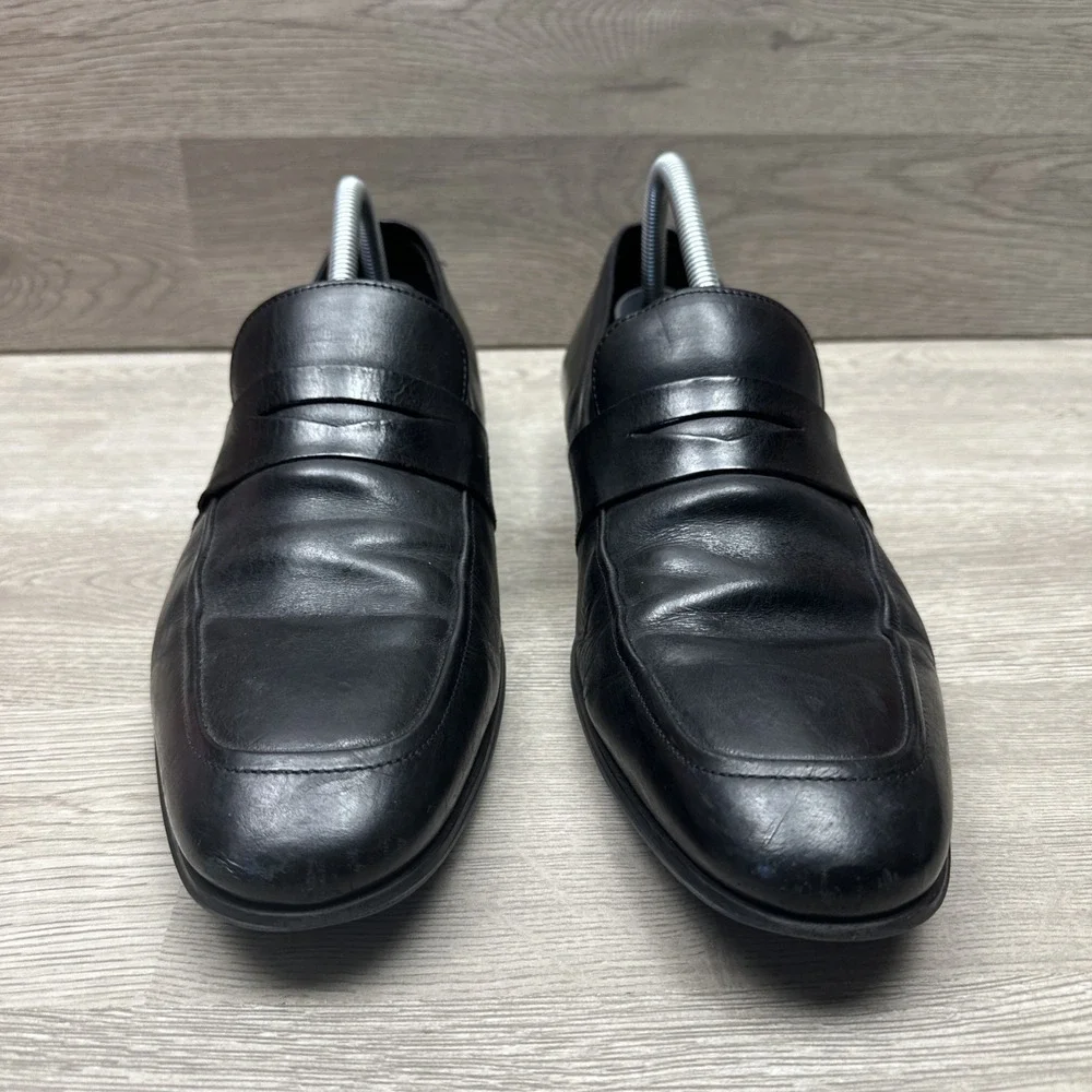 To‎ Boot New York Adam Derrick Mens 10.5 Black Leather Penny Loafers Dress Shoes